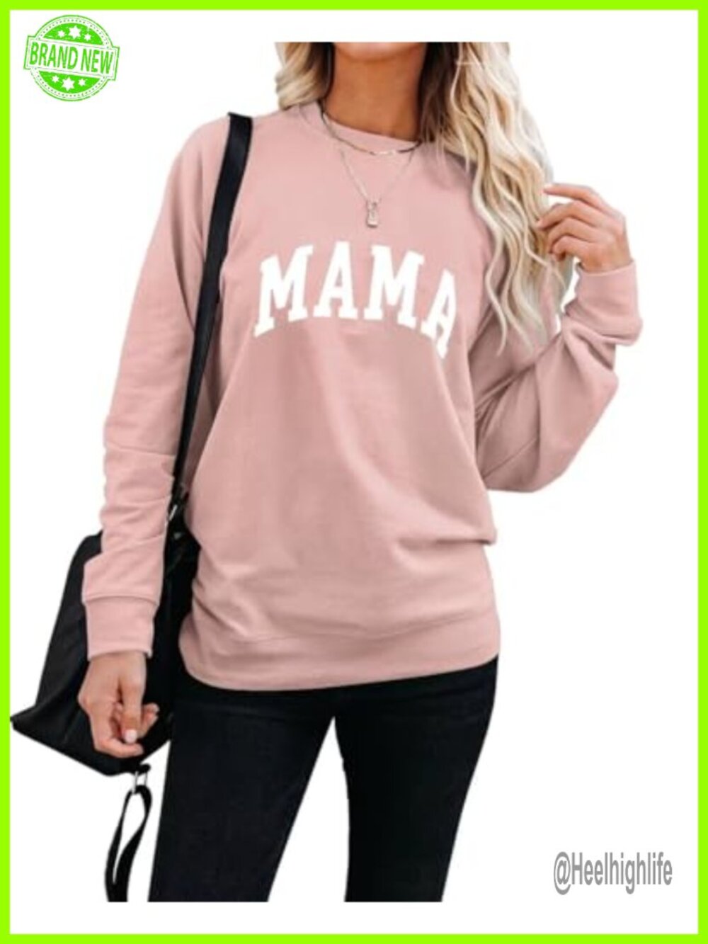 LEEDYA Women Long Sleeve Mama Sweatshirt Crew Neck Loose Pullover Top